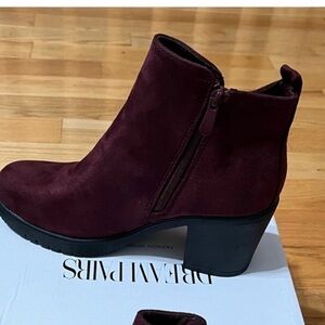 Dream Pairs Burgundy Chunky Heel Boots